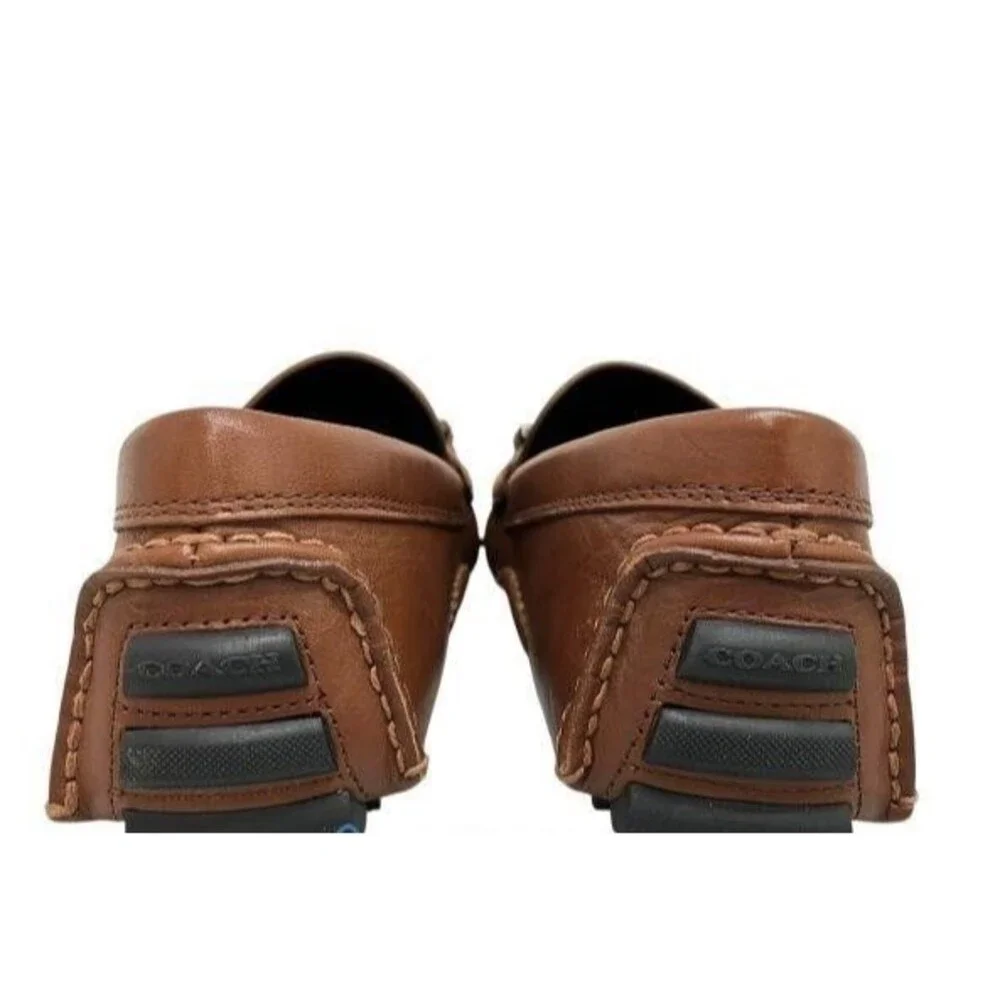COACH CROSBY TURNLOCK MENS BROWN LEATHER DRIVER LOAFER SHOES NIB SIZE 8D